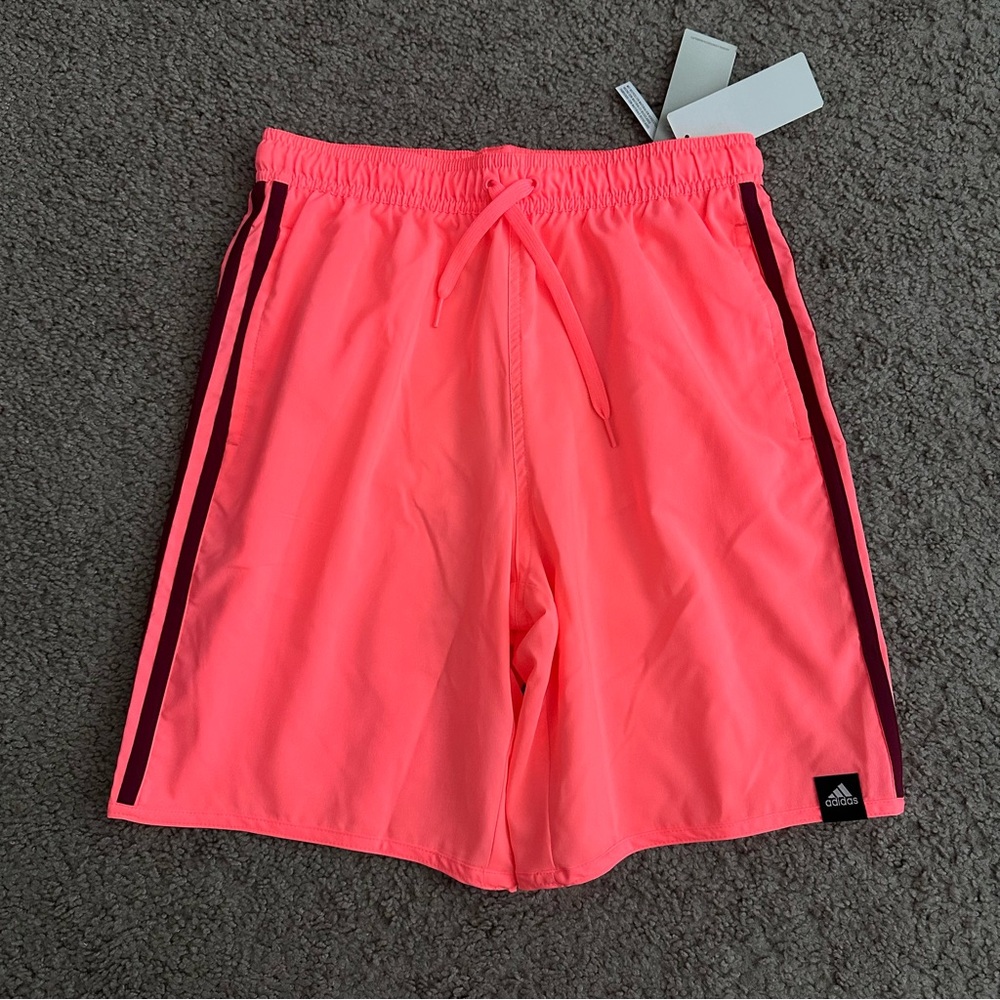 Adidas Originals Classics 3-Stripes Swim Shorts Bright Coral Pink Mens S